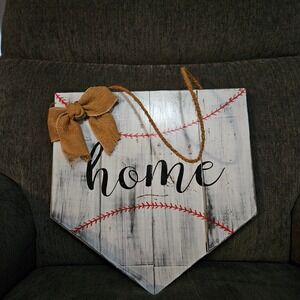 Baseball Home Plate Wood Sign Rustic Farmhouse Home Decor Wall‎ Hanging